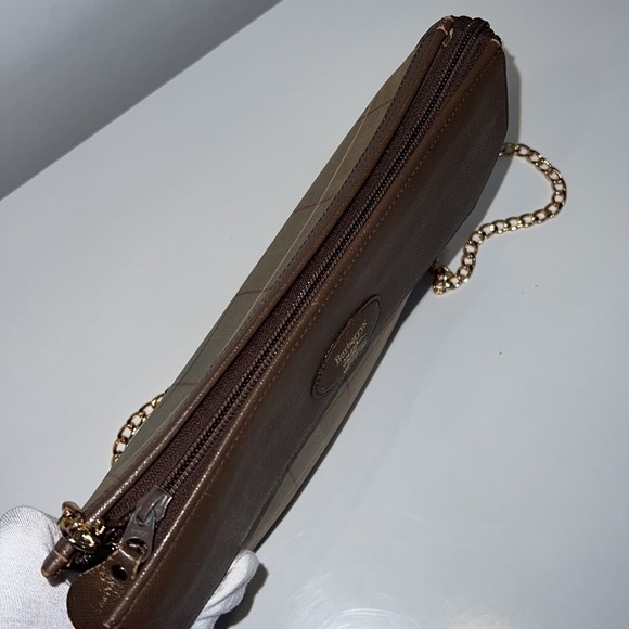 Burberry Vintage Brown Plaid Canvas Authentic Designer Clutch Shoulder Bag - Picture 10 of 15